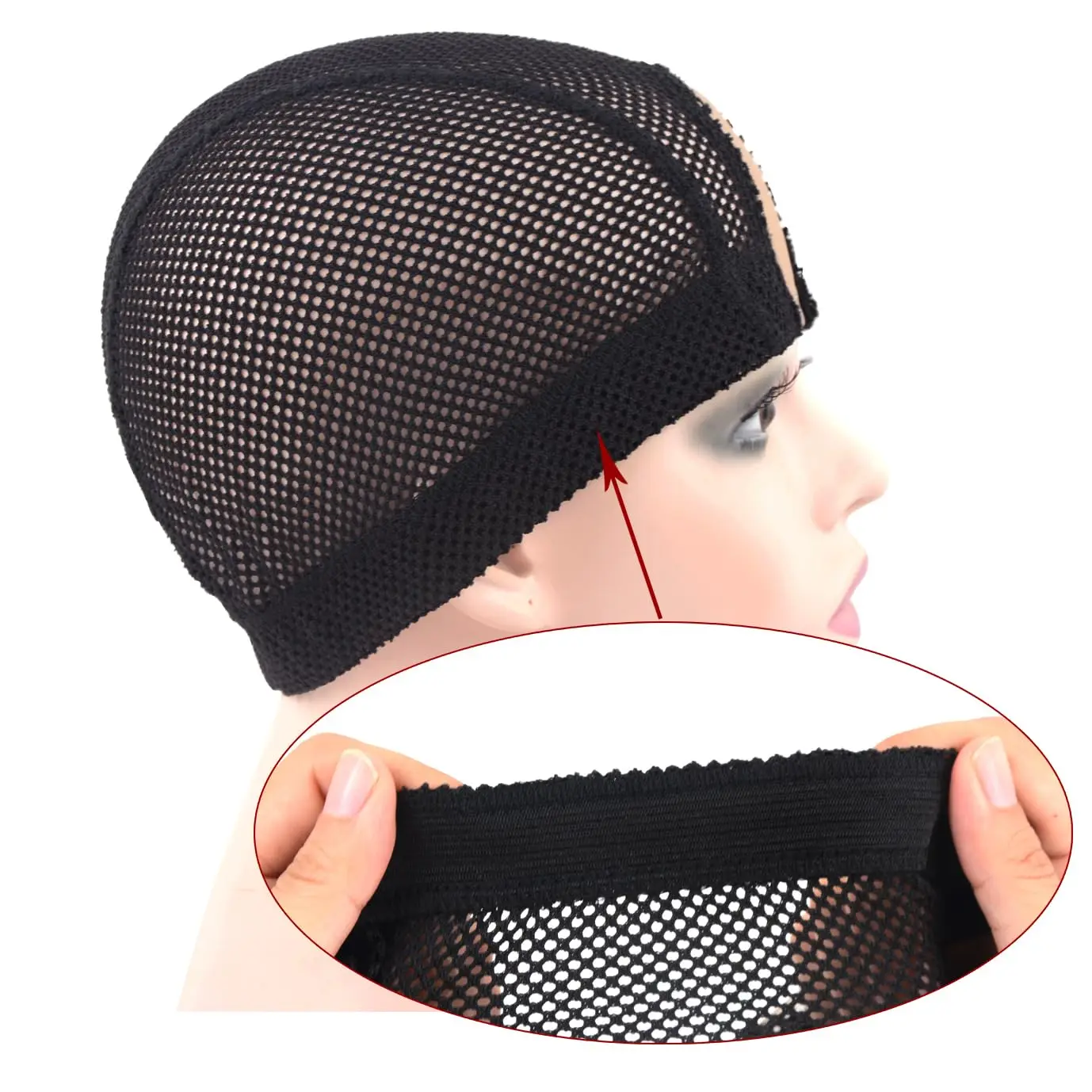 1/3/5Pcs 1.4X3 Inch U Part Wig Cap for Making Wig Lace Wig Cap Dome Mesh Stretch Weaving Wig Caps