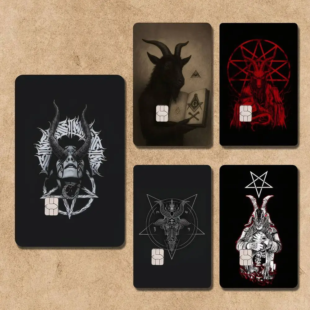 

Satanic Goat Satan Devil Card Stickers Credit Visa Debit Bank Charge Card Bus Metro Waterproof Sticker Decal Decoration