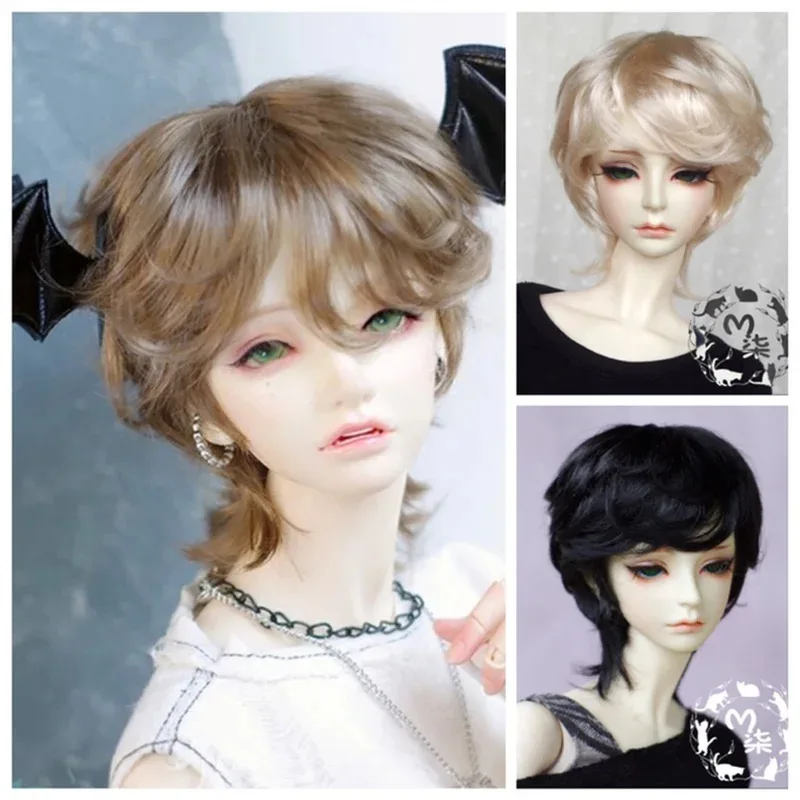 

BJD doll wig suitable for 1/3 1/4 1/6 size imitation mohair light golden brown black multicolor curly short hair doll accessorie