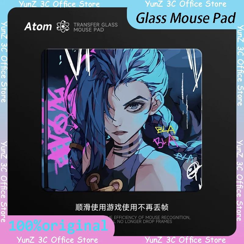 Anime Mouse Pad Atom Customized Photovoltaic Glass Mouse Pad Anti slip Waterproof FPS Electronic Sports Game Table Pad Mouse Pad