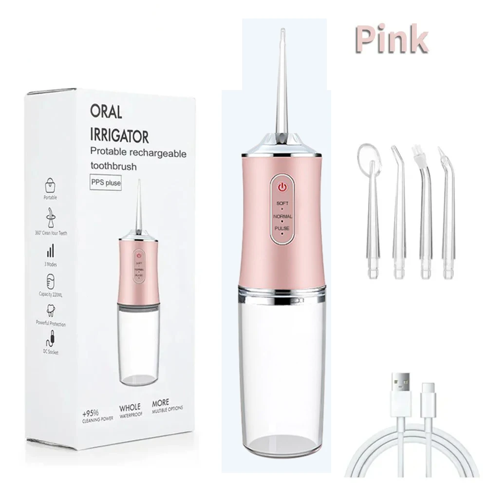 

Electric Oral Irrigator Portable Dental Water Flosser Teeth Cleaner Mouth Washing Machine with 4 Jets Oral Hygiene Wireless