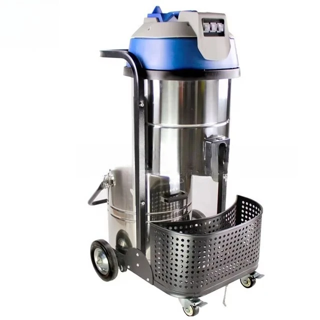 Round Stainless Steel Barrel Body Industrial Vacuum Cleaner Dry Wet Dual Purpose Cleaning Equipment