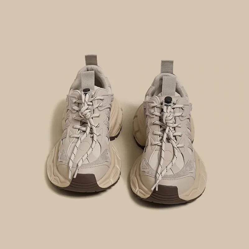 

【2025 Autumn】Chunky Dad Shoes Women Platform Sneakers Ins Style Lightweight Slimming Design Fashion Casual Sports Shoes White