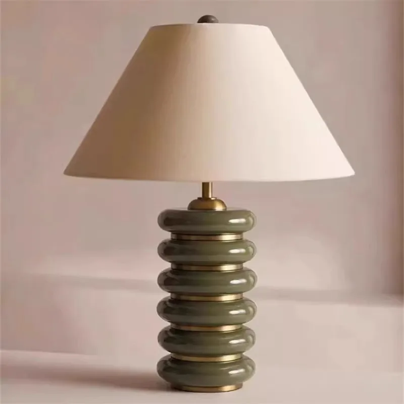 

Wabi-sabi Metal LED Floor Light Creative Decorative Living Room Bedroom Headboard Study American Retro Fabric E27 Bulb Desk Lamp