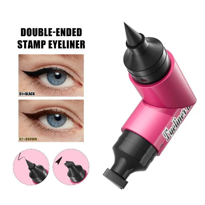 1Pcs Waterproof Quick Dry No Smudge Long Lasting Liquid Eyeliner Pen 2 IN 1 Rotatable Winged Eyeliner Stamp For Beginners