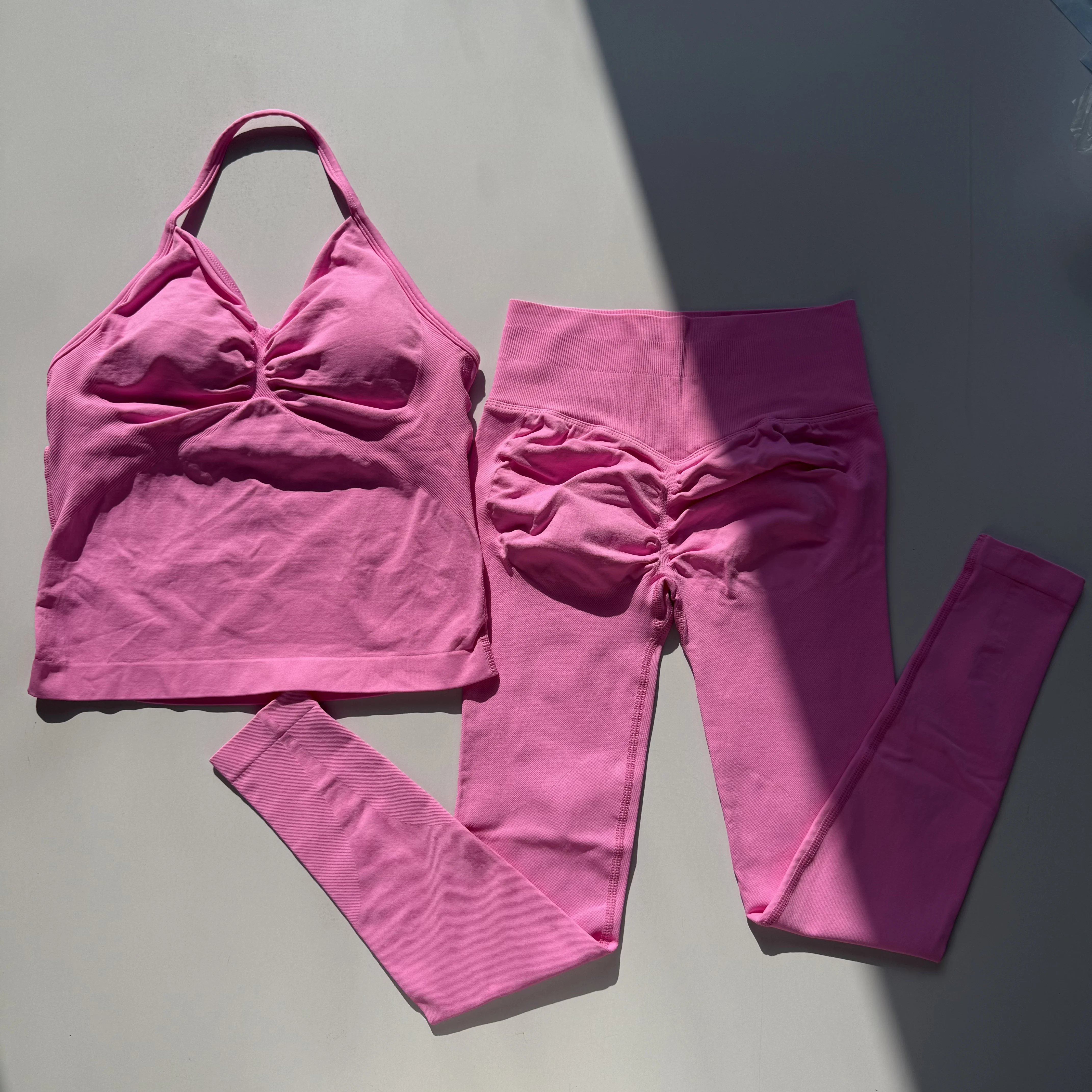 Seamless 2PCS Legging Sets Women's Strappy Sports Bras and Leggings High Waist Fitness Sculpt Leggings Running Pants Gym Suits image 3