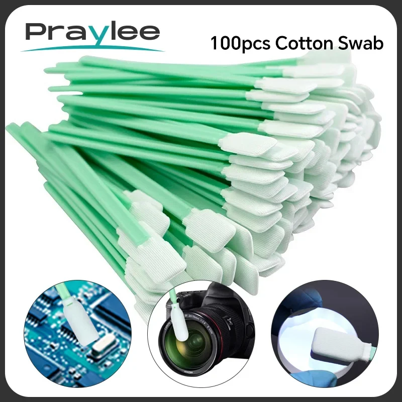 100pcs Industry Cotton Swab Nonwoven Anti-static Dust Off for Fiber Laser Focus Lens and Protective Windows Cleaning Tools