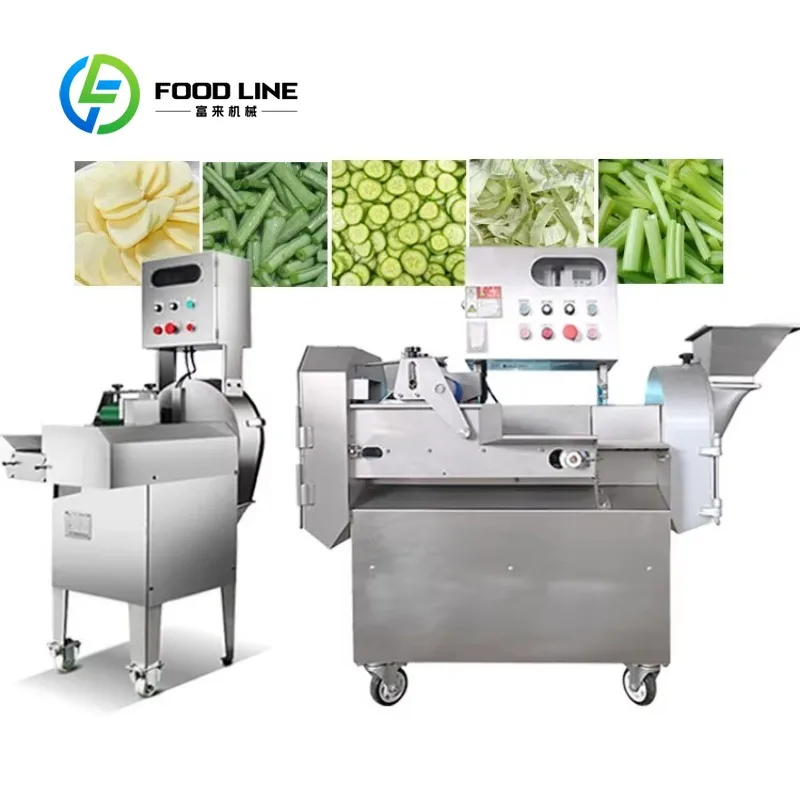 Customize Commercial Dual Head Vegetable Cutting Machine Multi purpose Shredder Dicer Stainless Steel for Root Leafy Vegetable