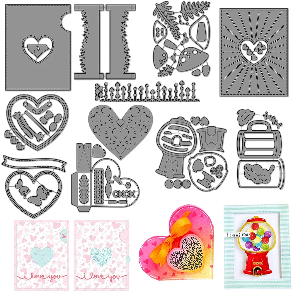 Herzbeutel und Add-On Metall-Stanzformen, Prägestanz für DIY-Hochzeitskartenherstellung, Scrapbooking, Bastelbedarf