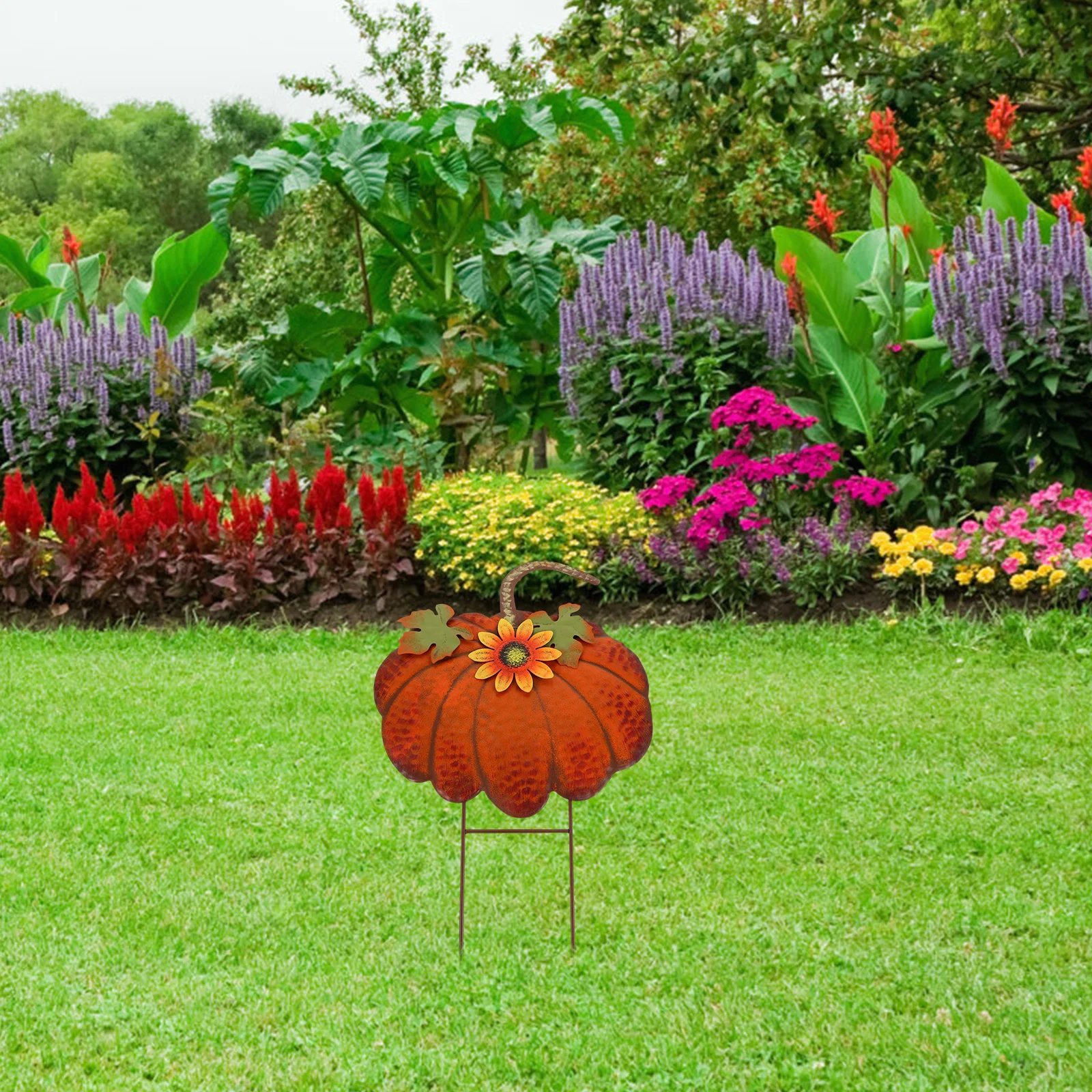 

3PCS Pumpkin Shaped Yard Sign Stake Outdoor Lawn Decor Thanksgiving Decoration Garden Stakes Lawn Decorations Outdoor