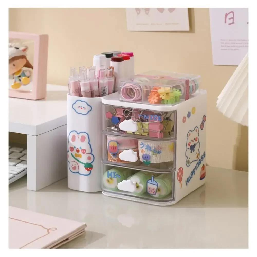 Cute Cloud Desktop Organizer Drawers With Pencil Holder Multifunctional Student Desktop Stationery Organizer Box Storage Shelf