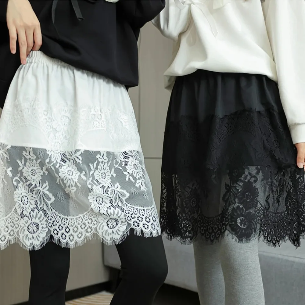 

Lace Fake Skirts for Women Shirt Adjustable Fake Top Lower Sweep Fake Hem Detachable Waist Underskirt