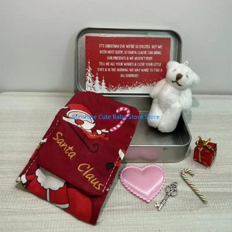 C5AF Christmas Pocket Bear Bear Fehip For Little Kids Mini Bear Toy Relleno Bear Doll con Tinbox Tarjeta felicitación
