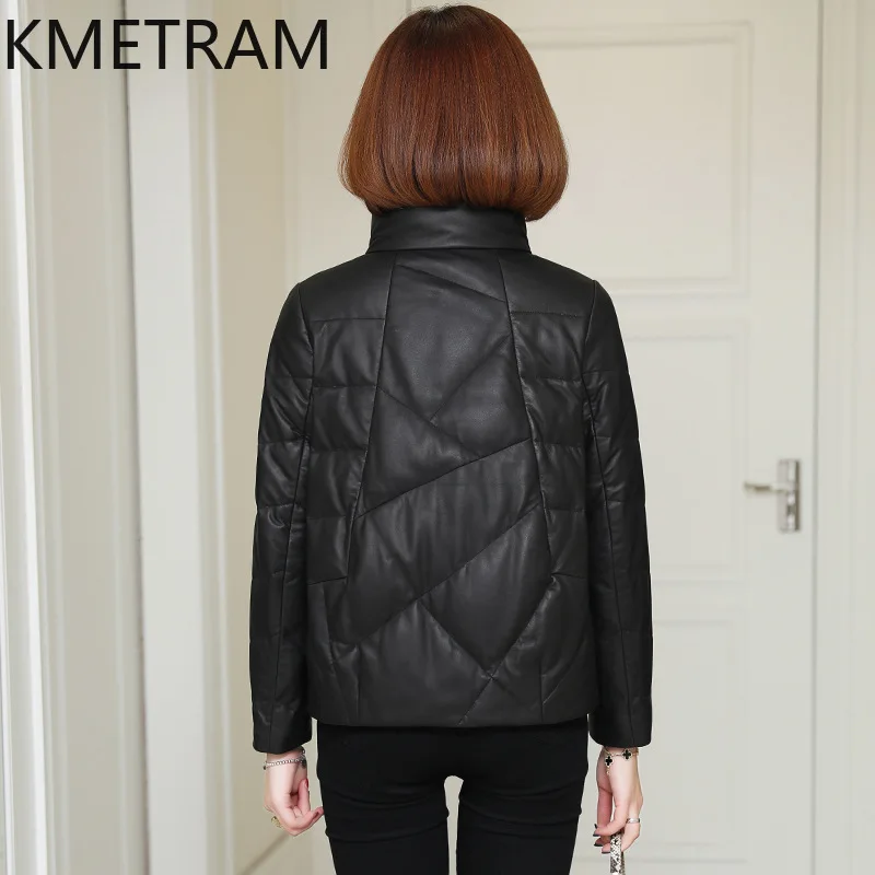 Pufferjacke aus 100 % Schaffell, echtes Leder, Damen-Winterkleidung, schwarze kurze Daunenmäntel, 2024, neu in Oberbekleidung, Пухок Ж Diego