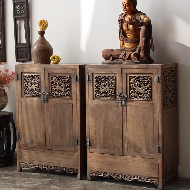 Solid wood Chinese antique dining side locker retro display Ming and Qing classical  FT