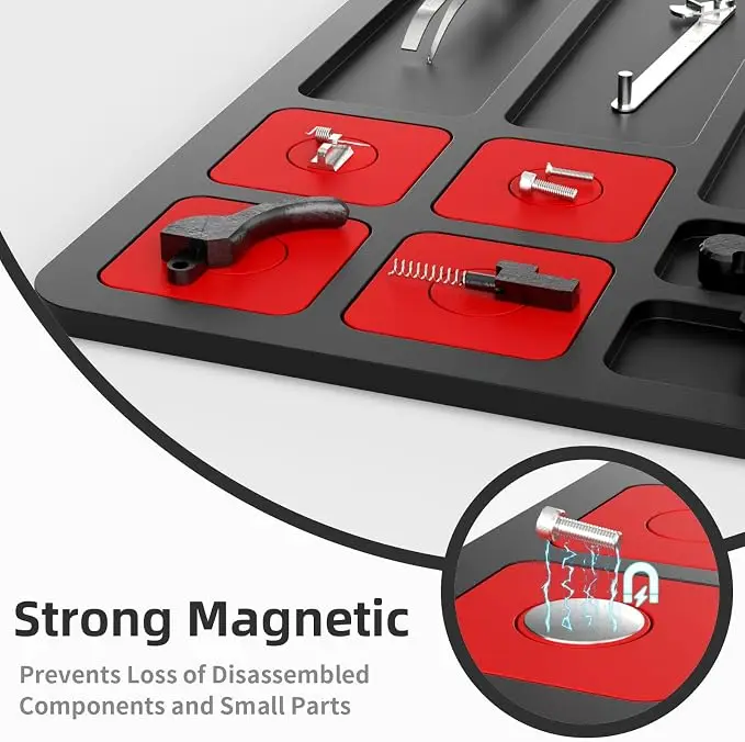 Magnetic Maintenance Work Mat PVC Repair Cleaning Pad Anti‑Slip Backing Tool Storage Area Rollable Portable Hunting Accessories - view 5