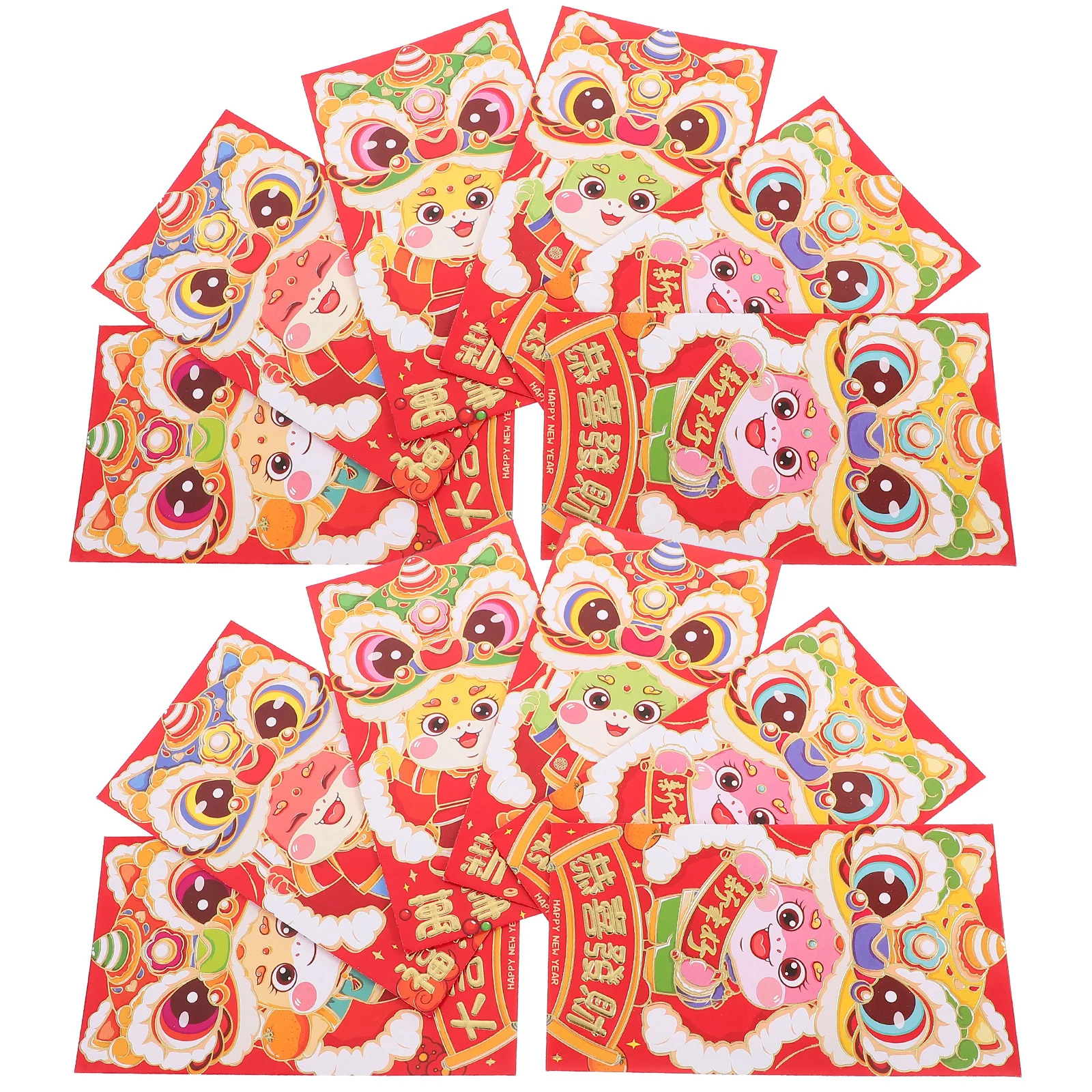 60Pcs Lucky Money Envelopes Red Chinese New Year Envelopes Cartoon Design Large Capacity Lunar New Year Decorative Red Packets