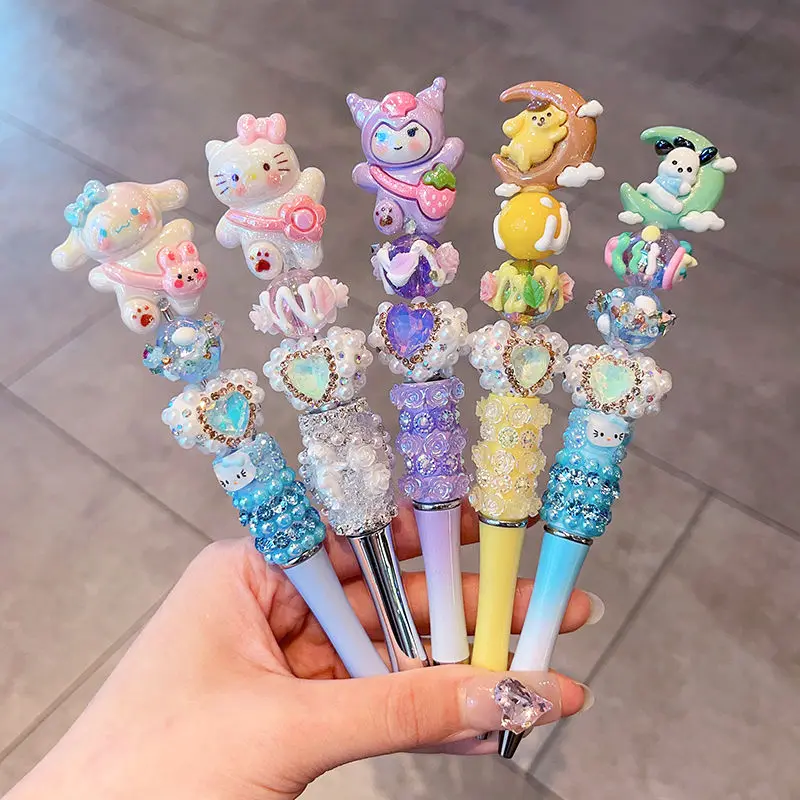 

Kawaii Sanrio high-value crystal shiny diamond spinning black cute girly dream cinnamoroll my melody Melody ballpoint pen kuromi