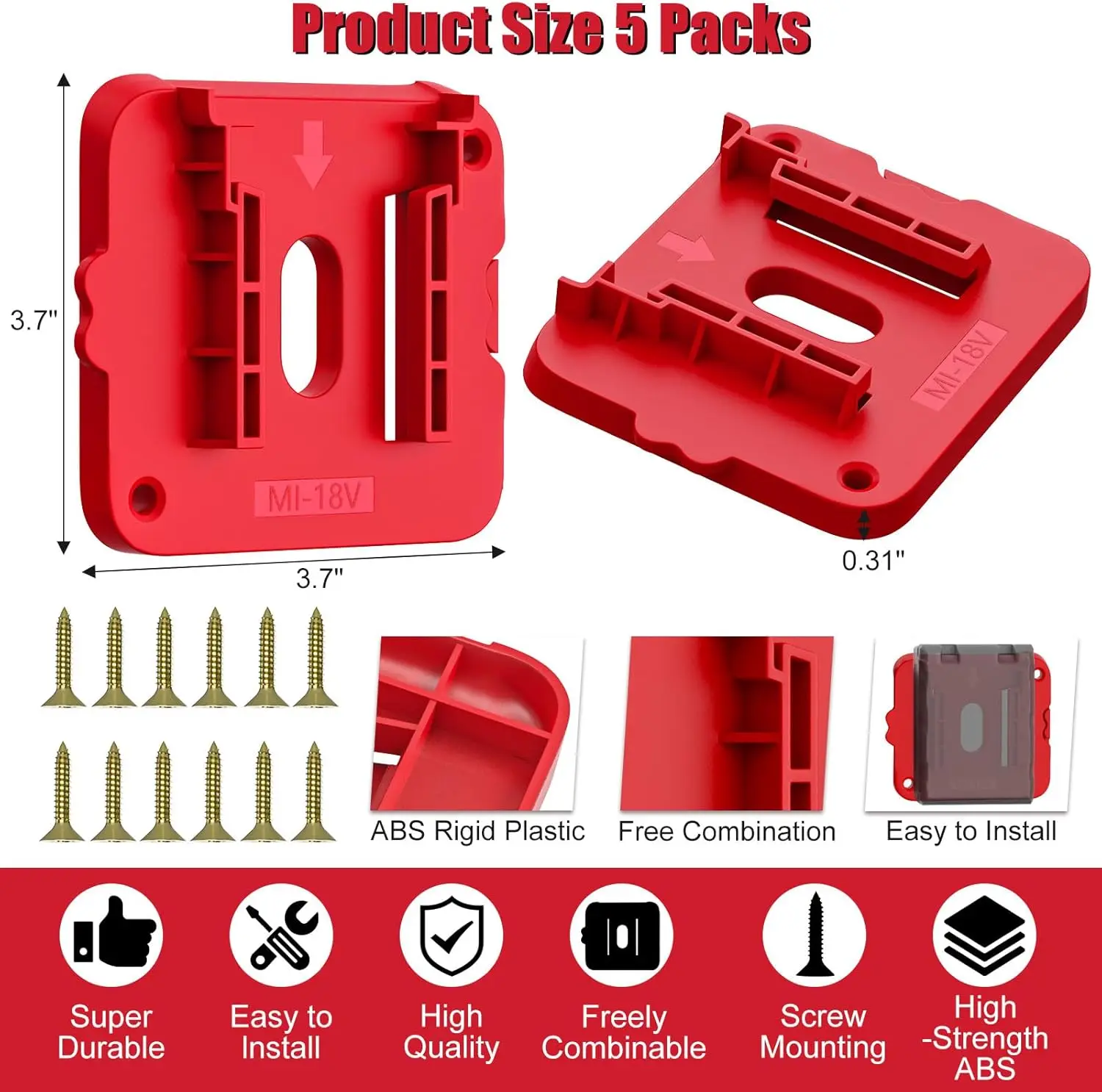 5/10pcs Machine Holder Battery Storage Rack for Dewalt/Makita/Milwaukee 14.4V 18V Li-ion Battery Wall Mount Tool Bracket Fixing