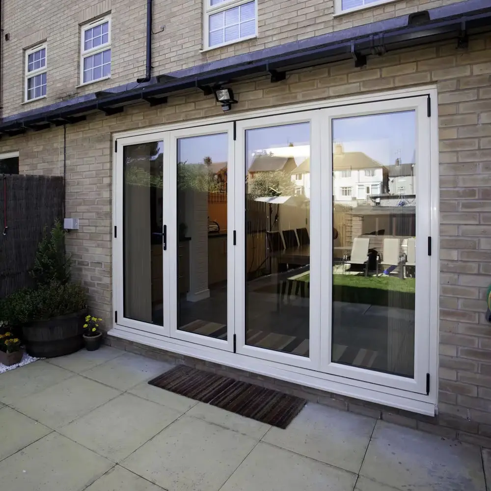 Multi Panel Integrated Accordion Door Tempered Glass Patio Bifold Doors Modern Exterior Soundproofing Aluminum Folding Doors