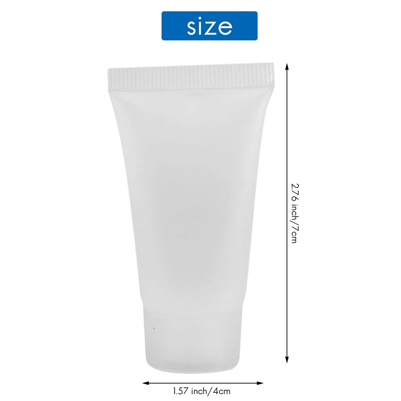 Garrafas recarregáveis do aperto do curso, Garrafa vazia da loção, Tubo macio com tampa, Make Ups Container, 15ml, 50Pcs