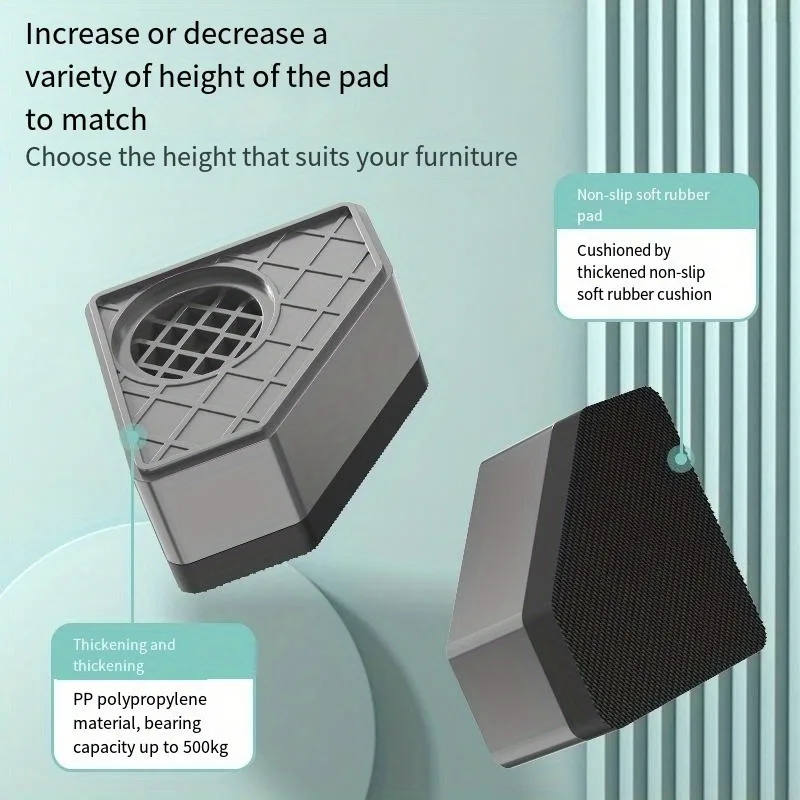 4Pc Washing Machine Anti Vibration Pads Stable Anti Slip Heightening Base for Furniture Moisture-proof Storage Rack Washe Stand image 3