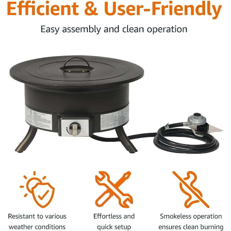 19 Inch 55,000 Btu Ronde Draagbare Propaangasvuurplaats Met Draagriem