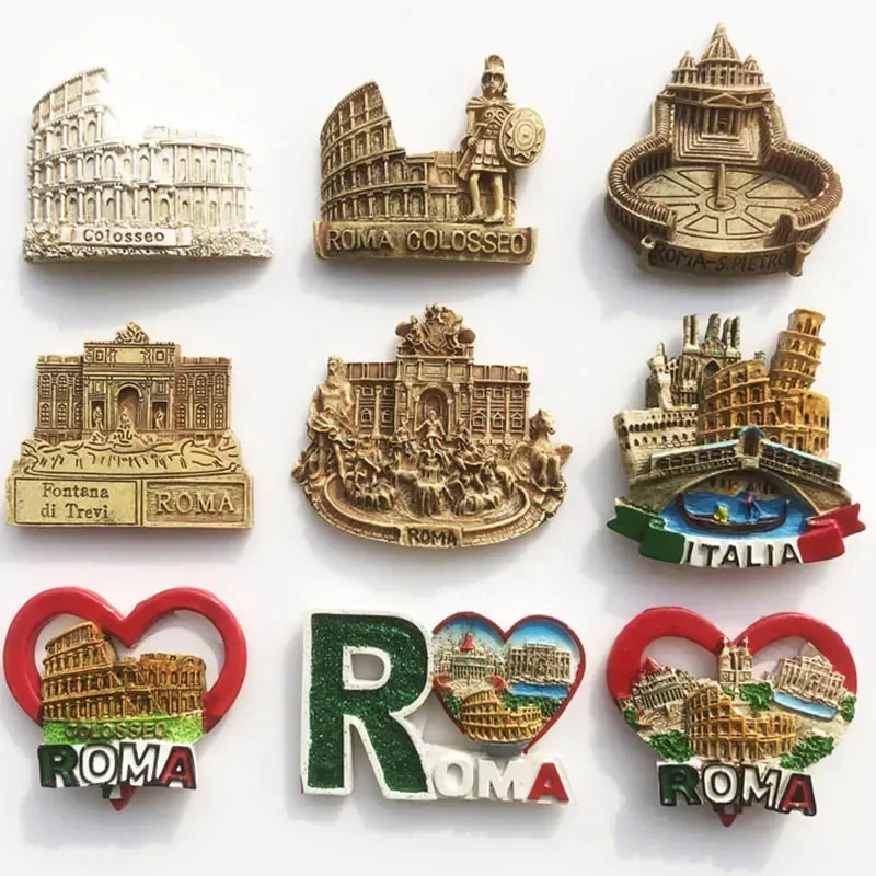 Roma Italy Landmark Fridge Magnet Tourist Souvenirs Colosseum Wishing Pool Magnetic Refrigerator Sticker Resin Crafts Collection