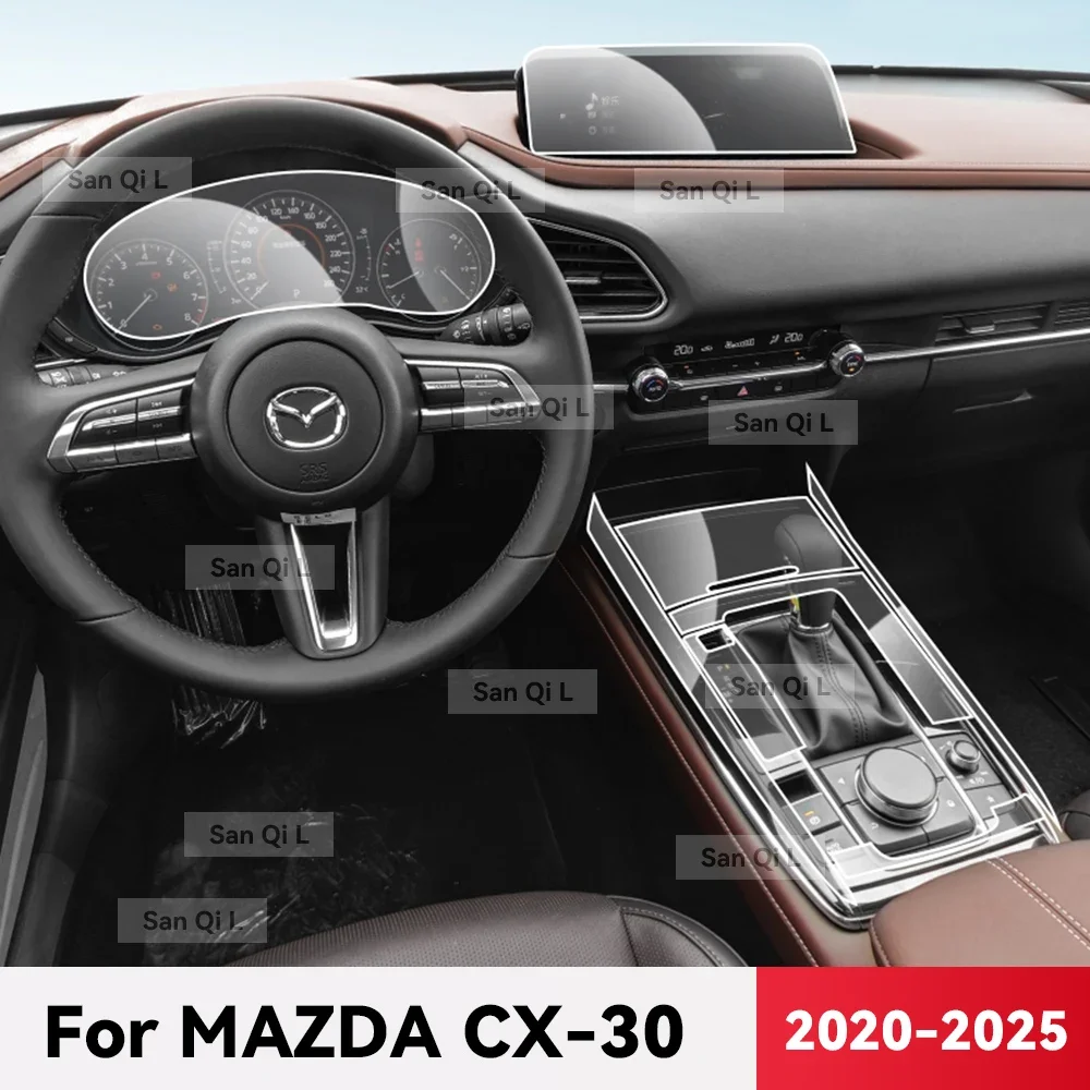 

Для MAZDA CX-30 2020-2025 прозрачный ТПУ автомобильная центральная консоль медиа-приборная панель навигация защита от царапин внутренняя пленка