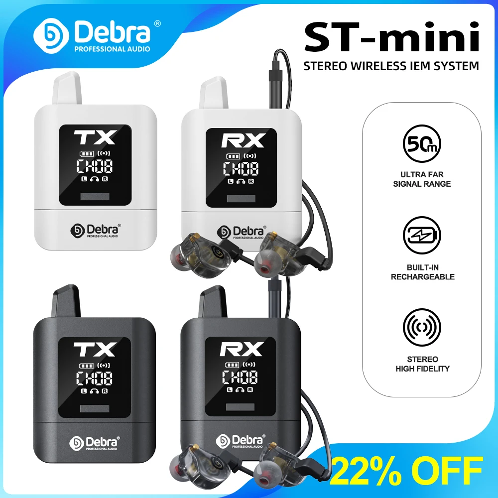 Debra جديد 2.4G ستيريو UHF IEM نظام مراقبة لاسلكي داخل الأذن صوت صغير لمراقبة الصوت الموسيقى البث المباشر