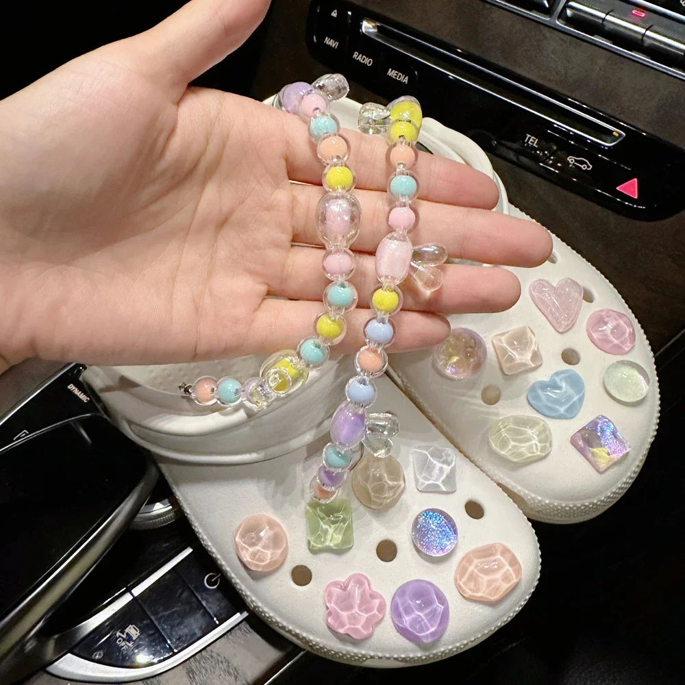 Sapato Charme com Cristal Artificial Talão, Cadeia DIY Decoração, Fivela para Buraco, Conjunto de Acessórios para Crianças, Presente para Meninas