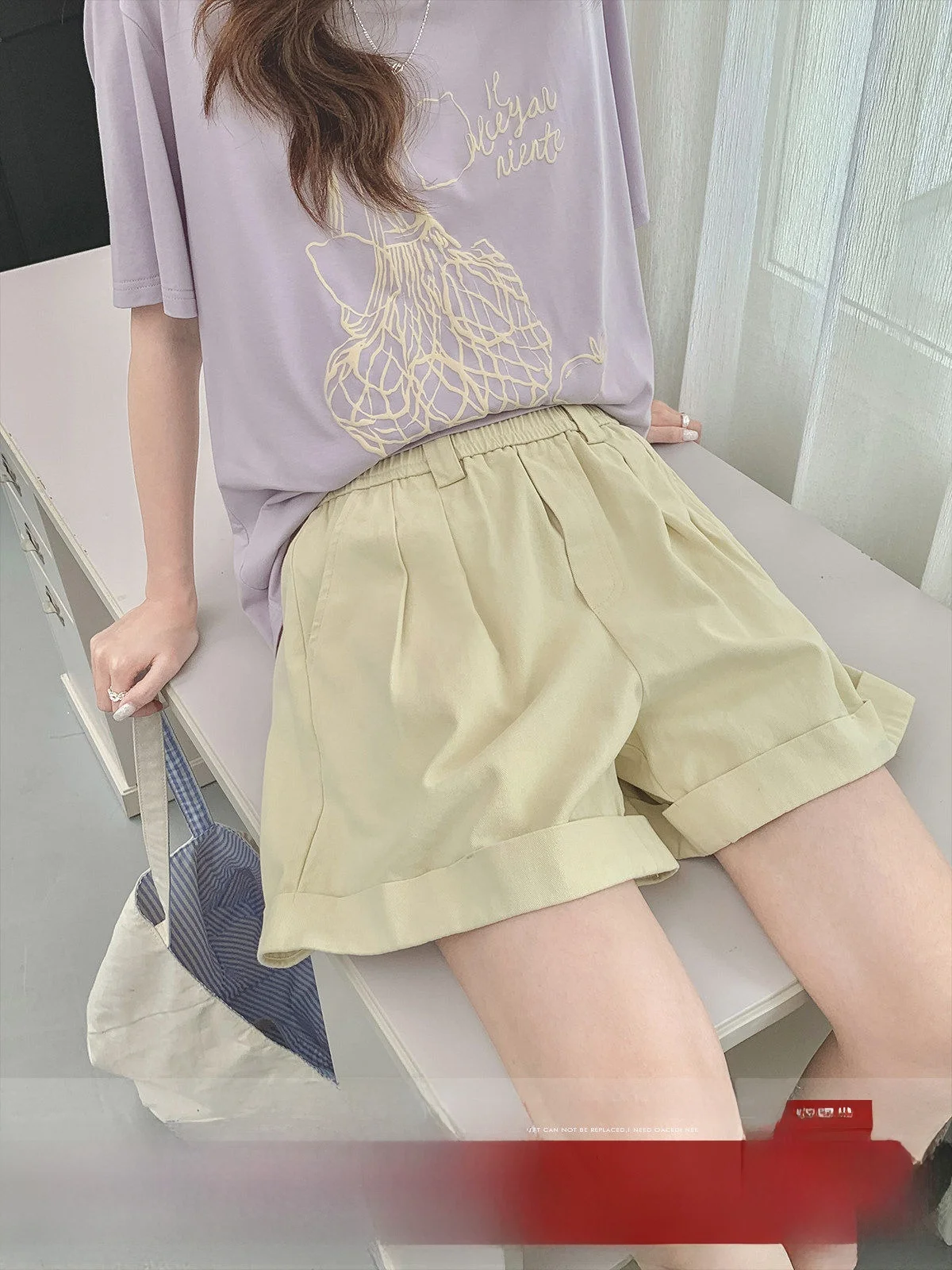 

Желтые спортивные брюки MoZao с высокой талией, свободного кроя, повседневные, женские, летние, 2025, новинка, маленький размер, прямые штанины, для повседневной носки