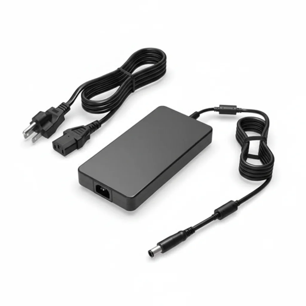 محول تيار متردد رفيع بقدرة 240 وات من Dell 450-AHHE مع سلك طاقة بطول 3 أقدام - أسطوانة 74 مم - تيار مستمر 195 فولت - تشبه مستعمل جديد #1