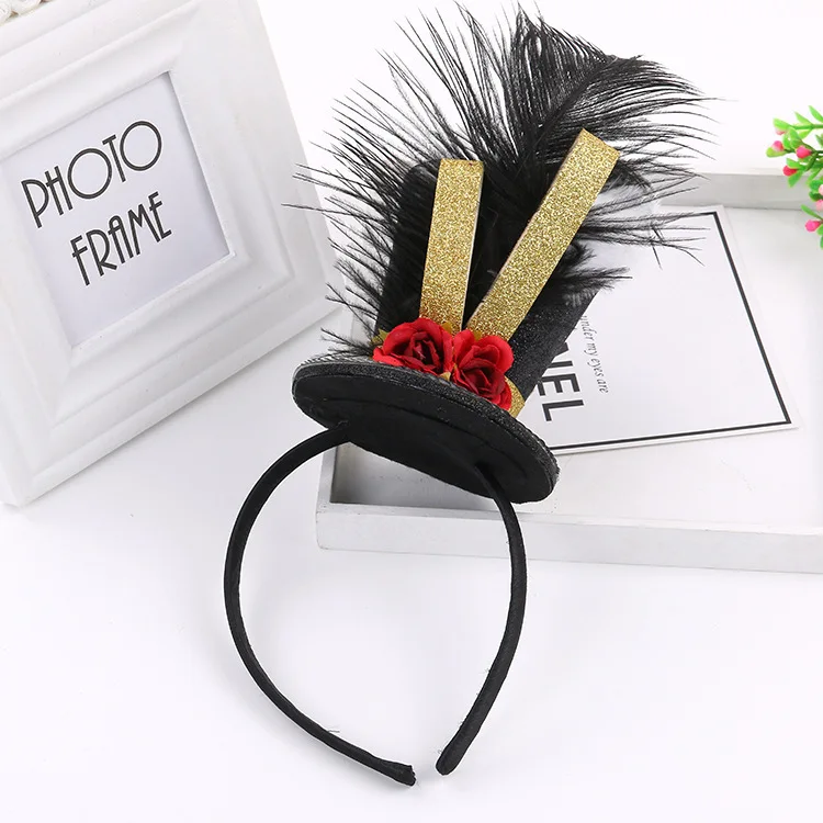 Feather Soldier Hat Vintage Marching Band MiniTop Hat For Halloween Christmas Stage Performance Party Knight Role Play Accessory