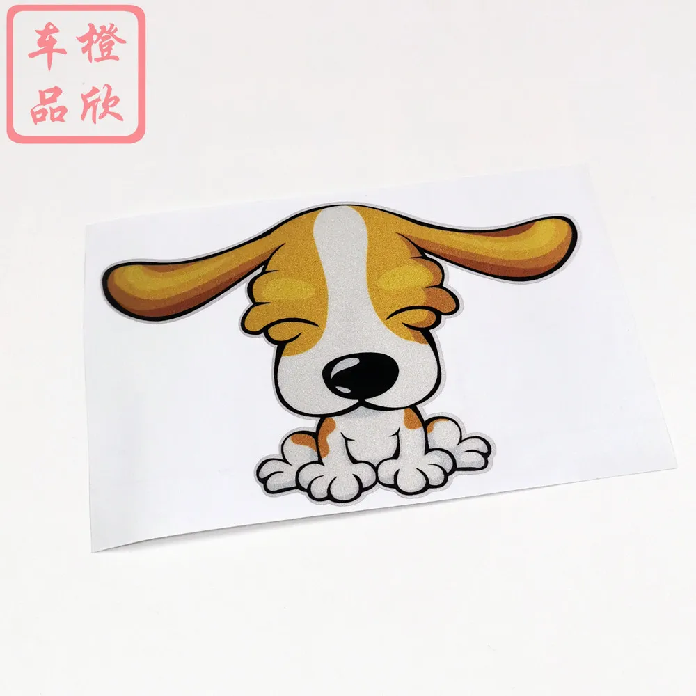 15*10CM Beagle Car Stickers Dog Long Ears Lovely Cartoon Cute Reflective For Windshield Window Trunk Bumper Motorcycle C40