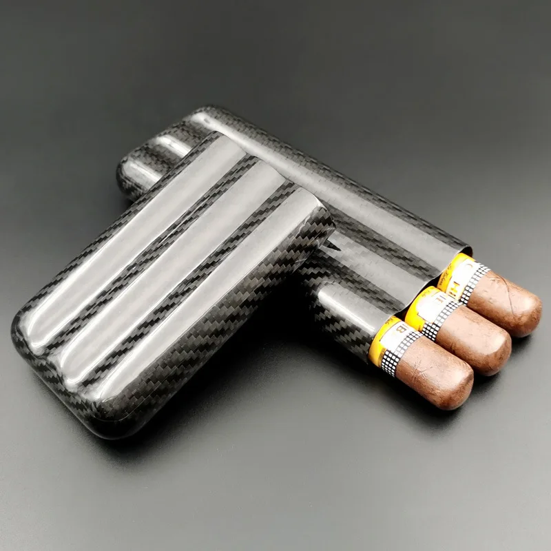 

Carbon Fiber Cigar Cover Portable Travel Humidor Cigars 2pcs 3pcs Cigar Tubes