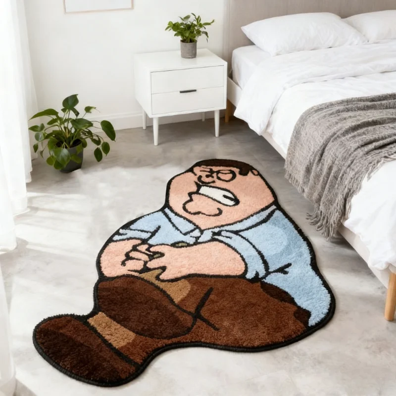 VIKAMA Family Guy Injured Peter Griffin Shaped Rug Fluffy Non Slip Bedroom Entrance Doormat Funny Anime Decor Floor Carpet view 2