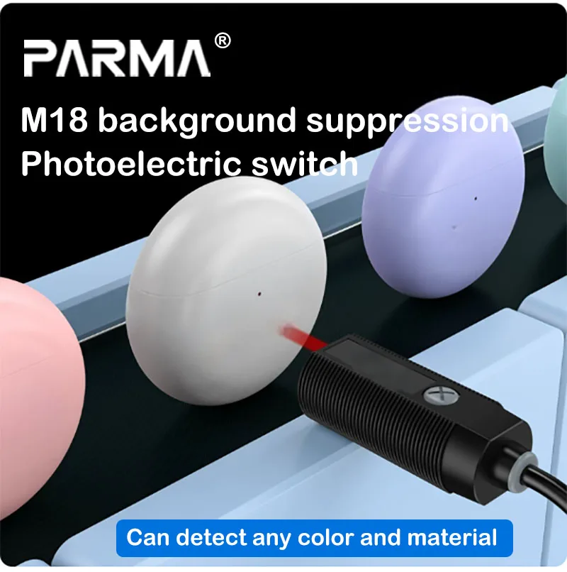 Cylinder M18 background suppression photoelectric switch BGS diffuse reflection visible red dot 12 24V