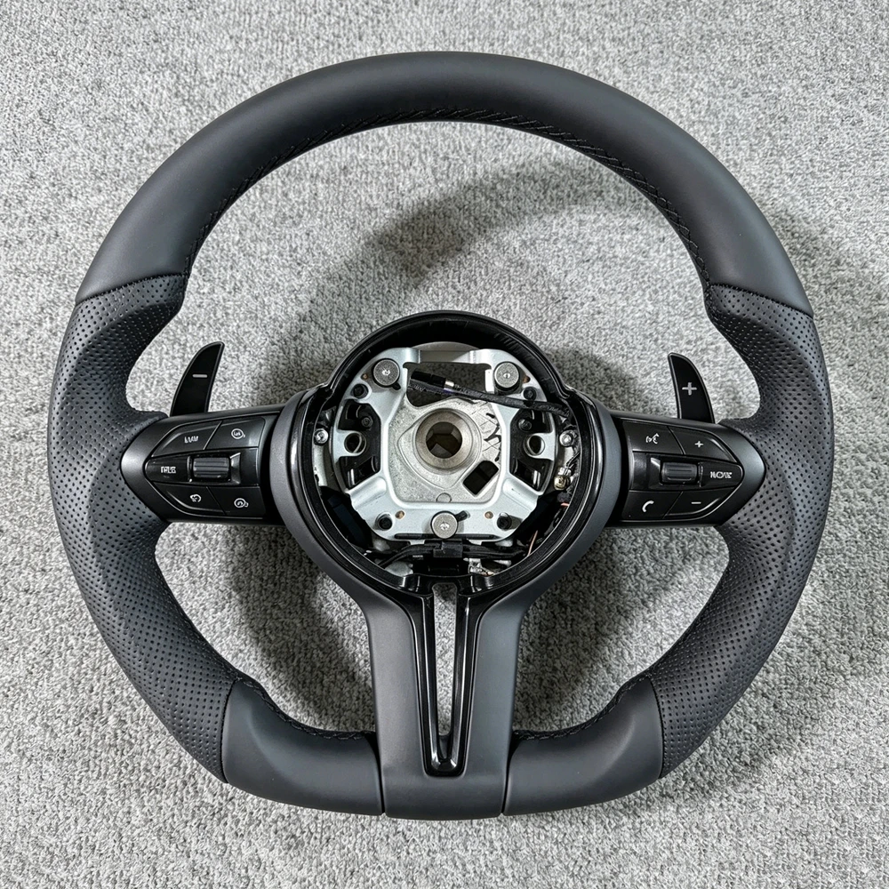 

M Sport Steering Wheel Upgrade Full Leather For BMW F20 F10 F30 F36 F25 F01 F48 E90 E87 E70 With Paddle Shifter Car Accessories