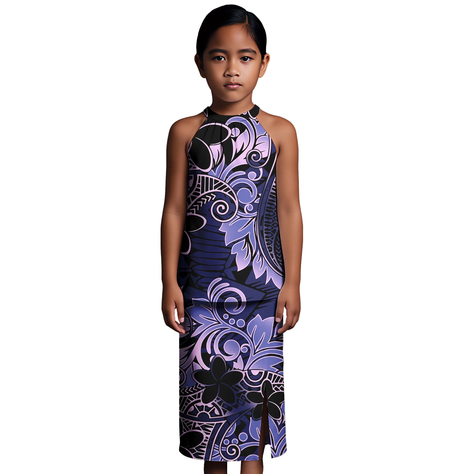 Polynesian High Quality Custom Pattern Hawaii Hibiscus Toddler Clothes Samoa Island Style Dress Puletasi 2 Price Set Dresses