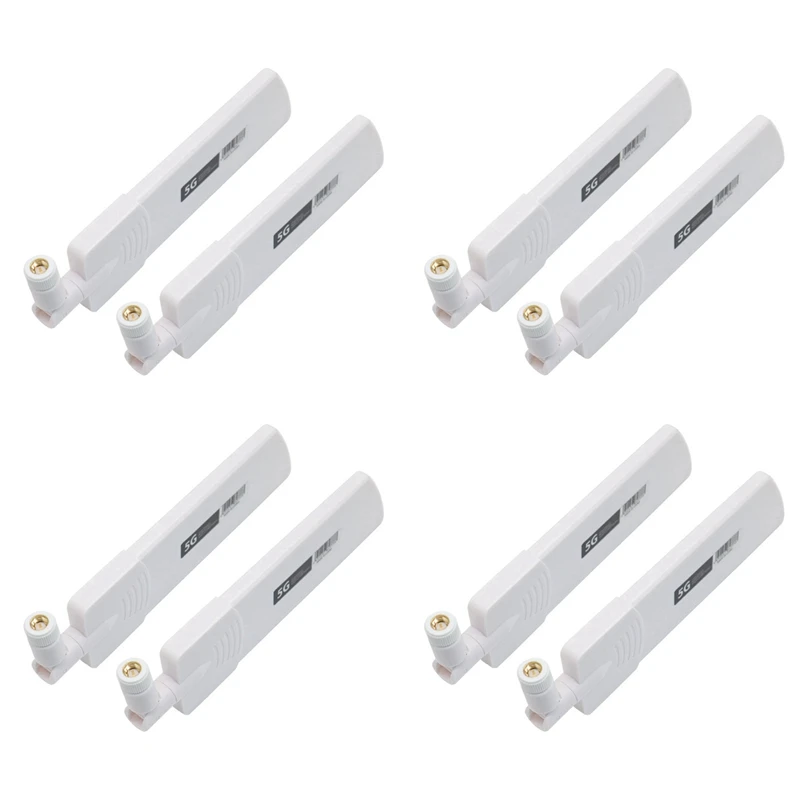 8PCS 5G/3G/4G/GSM Full Band Glue Stick Omni Wireless Smart Meter Router Module Gain 40Dbi Antenna, White SMA Male