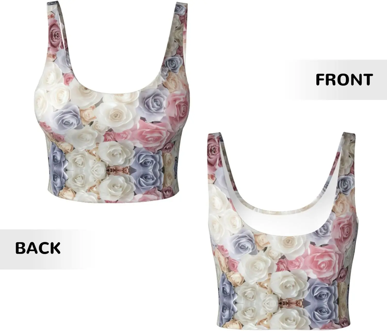 Rompi Olahraga Wanita Fashion Musim Dingin Gambar Cetak Bunga Mawar Rompi Latihan Yoga untuk Wanita Musim Panas Ringan