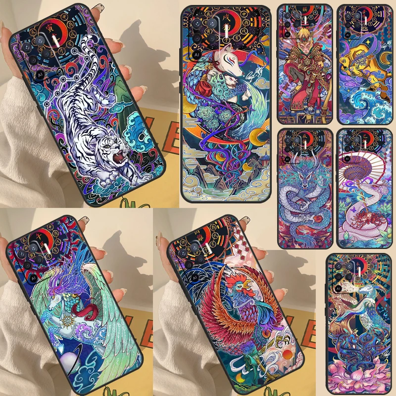 Chinese Zodiac Dragon Tiger Case For OPPO A52 A72 A94 A74 A54 A1K A15 A16 A3S A5S A83 A91 A93 A5 A9 A53 A31 A53S Cover