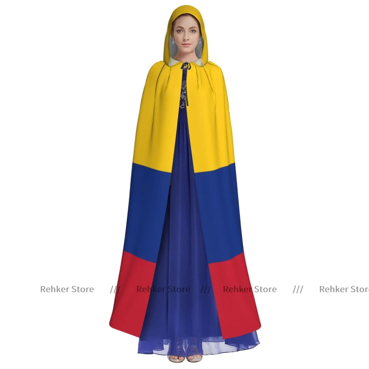 Cosplay Medieval Costumes Flag Of The President Of Colombia Hooded Cloak Capes Long Robes Jackets Coat Carnival