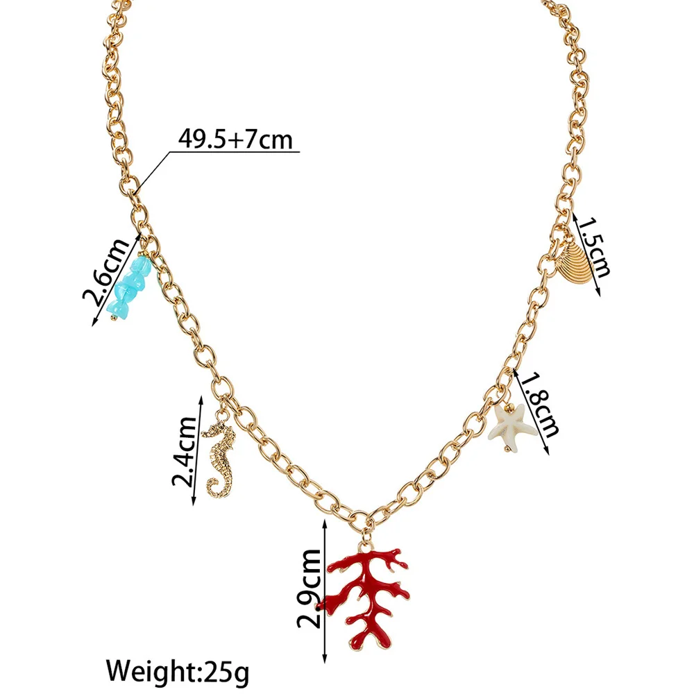 Fashion Beach Wind Ocean Elements Ceramic Small Fish Elephant Red Coral Sea Turtle Pendant Colorful Beaded Necklace - view 6