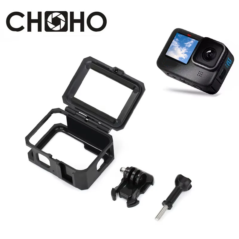 For GoPro Hero 13 Accessories Protector Frame Case Shell Open Side Door + Mount Cold Shoe For Go Pro 9 10 11 12 Gopro13 Black