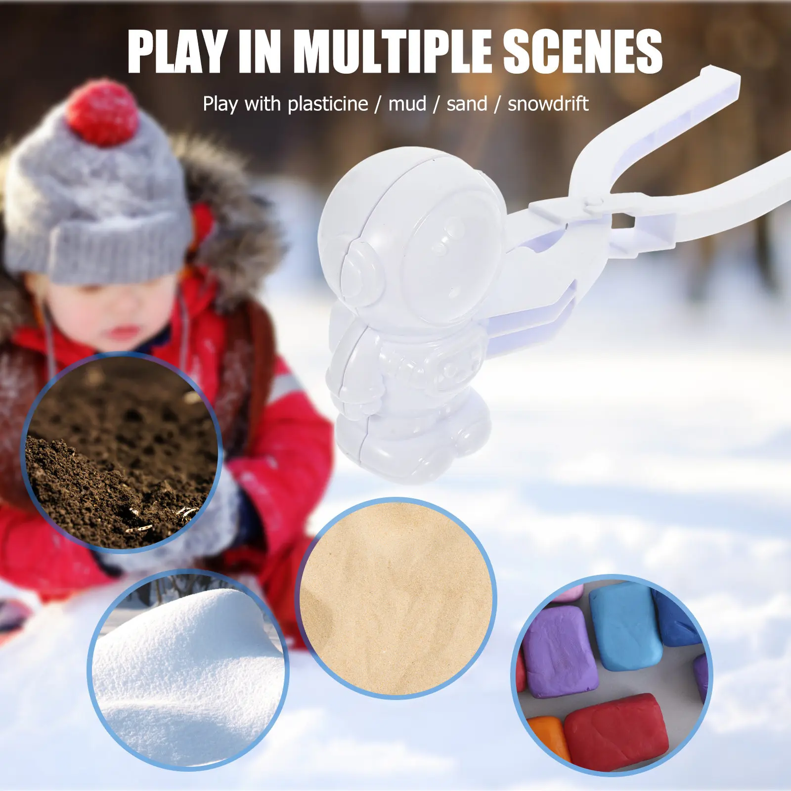 

3Pcs Astronaut Snow Maker Clips Compact Plastic Molds Outdoor Winter Kids Supply Durable Flexible Clip