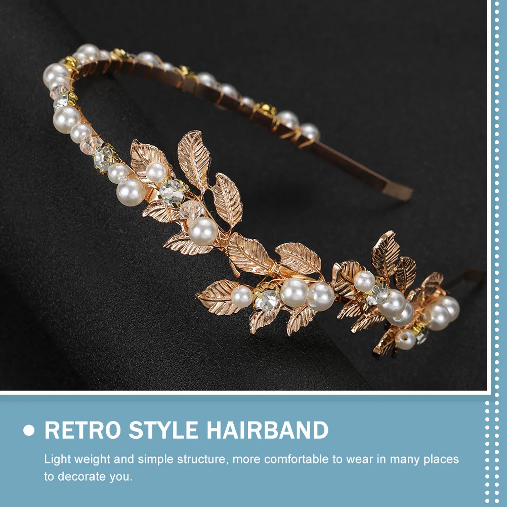 

Creative Zinc Alloy Pearl Headband Wedding Hair Decoration Exquisite Tree Leaf Headpiece Elegant Girl Headwear Gift