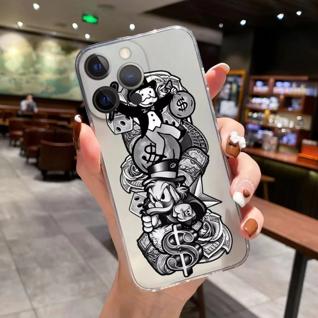 Catoon Dollar Alec Monopoly Phone Case For iPhone 16 15 14 13 12 11 Pro Max XS X XR 7 8 SE Shockproof Bumper Back Cover - náhled 5