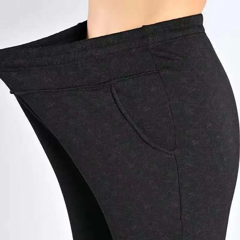 Pantalones rectos de cintura alta elásticos transpirables para mujer, pantalones casuales sueltos con bolsillos sólidos, primavera y verano